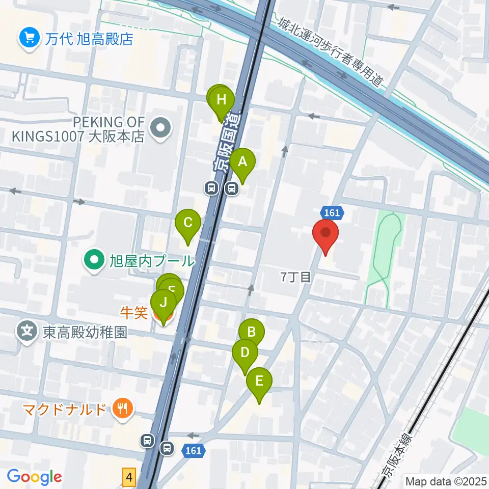 TEN-ON音楽教室周辺のファミレス・ファーストフード一覧地図