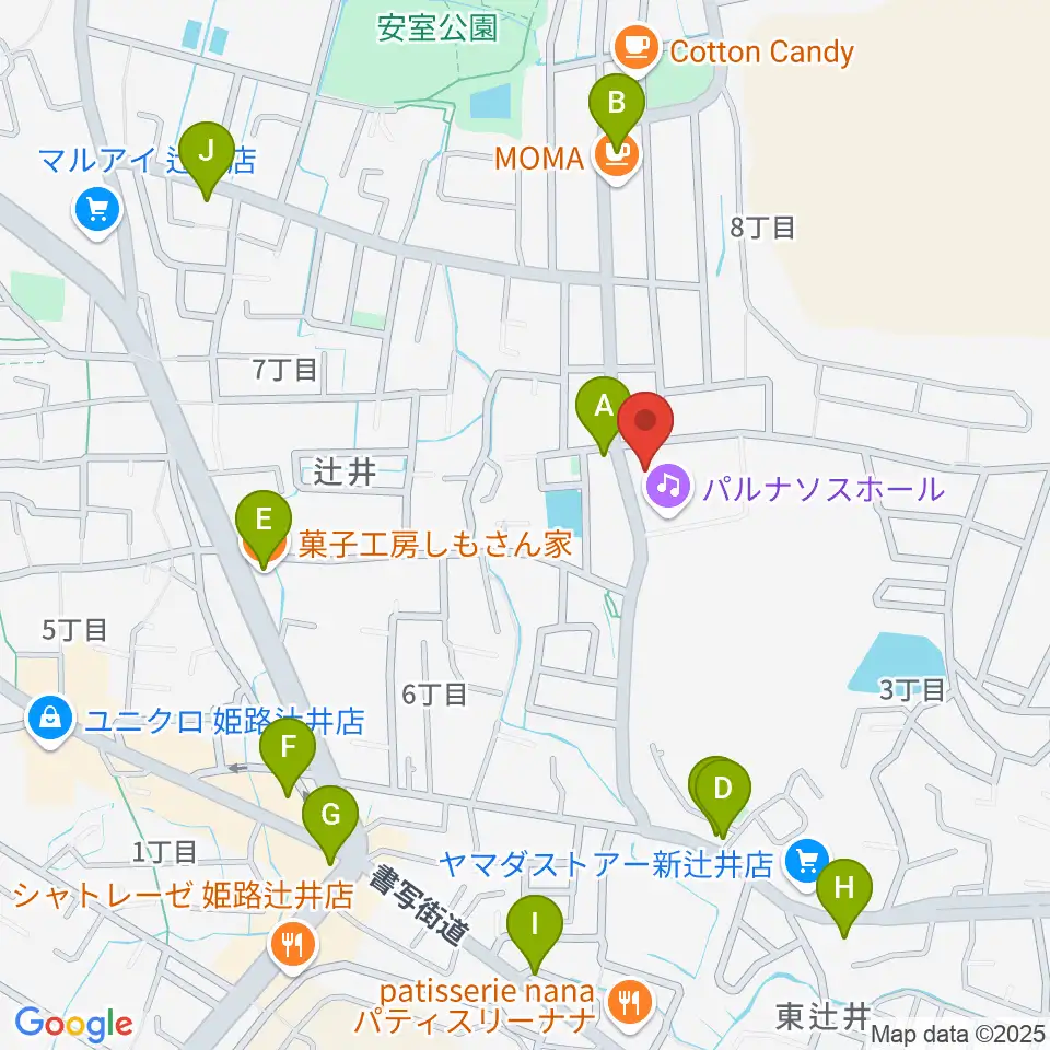 パルナソスホール周辺のファミレス・ファーストフード一覧地図