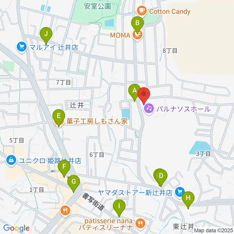 パルナソスホール周辺のファミレス・ファーストフード一覧地図