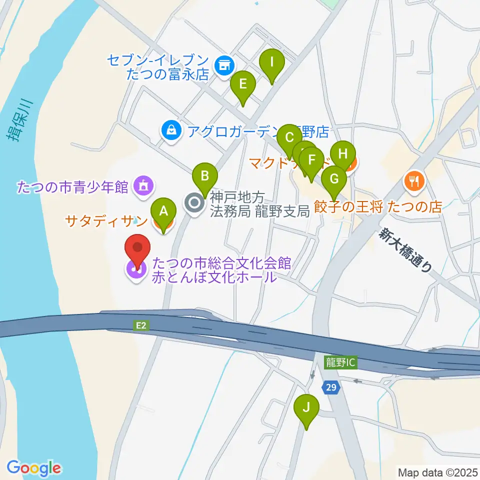 赤とんぼ文化ホール周辺のファミレス・ファーストフード一覧地図