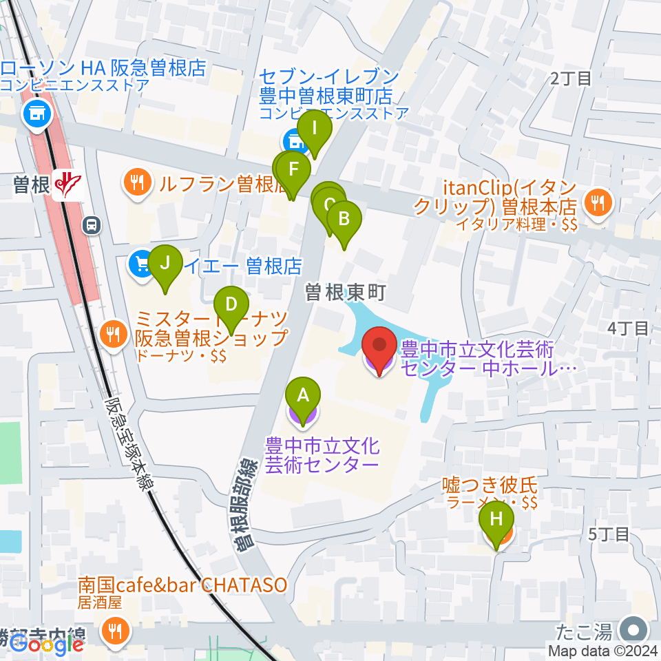 アクア文化ホール周辺のファミレス・ファーストフード一覧地図