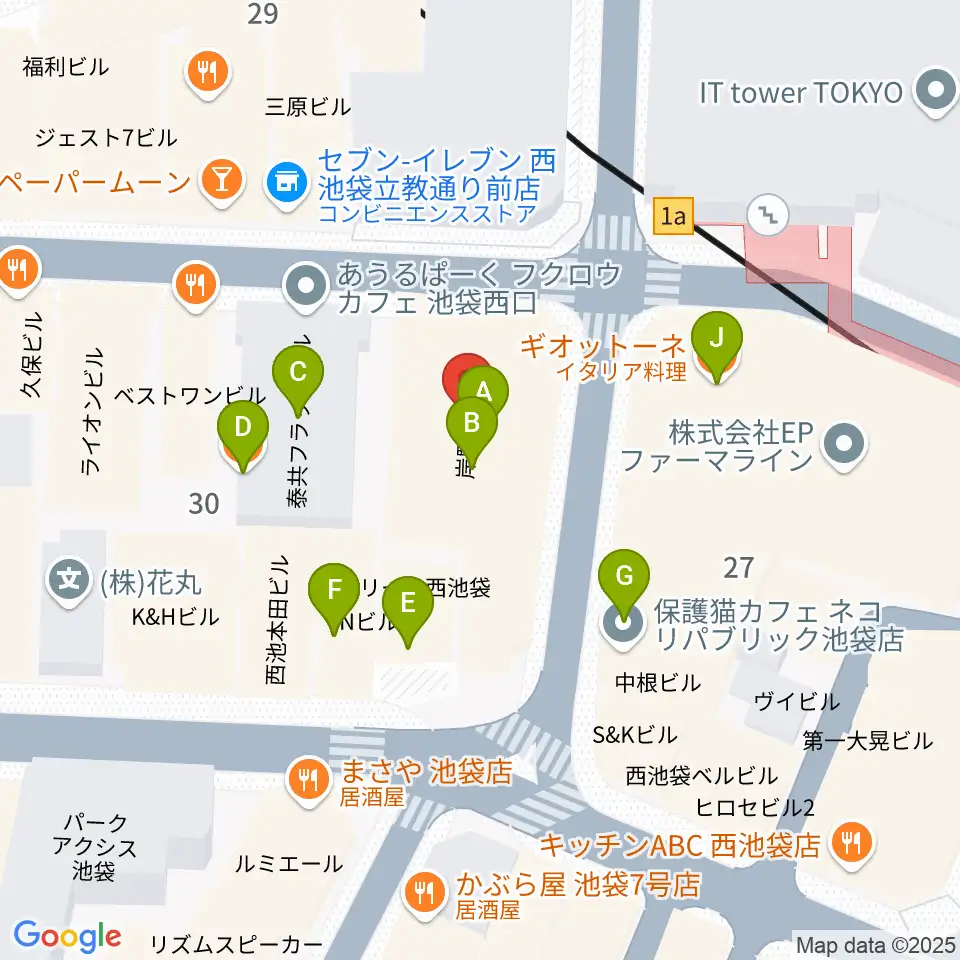 BASS ON TOP 池袋西口店周辺のファミレス・ファーストフード一覧地図