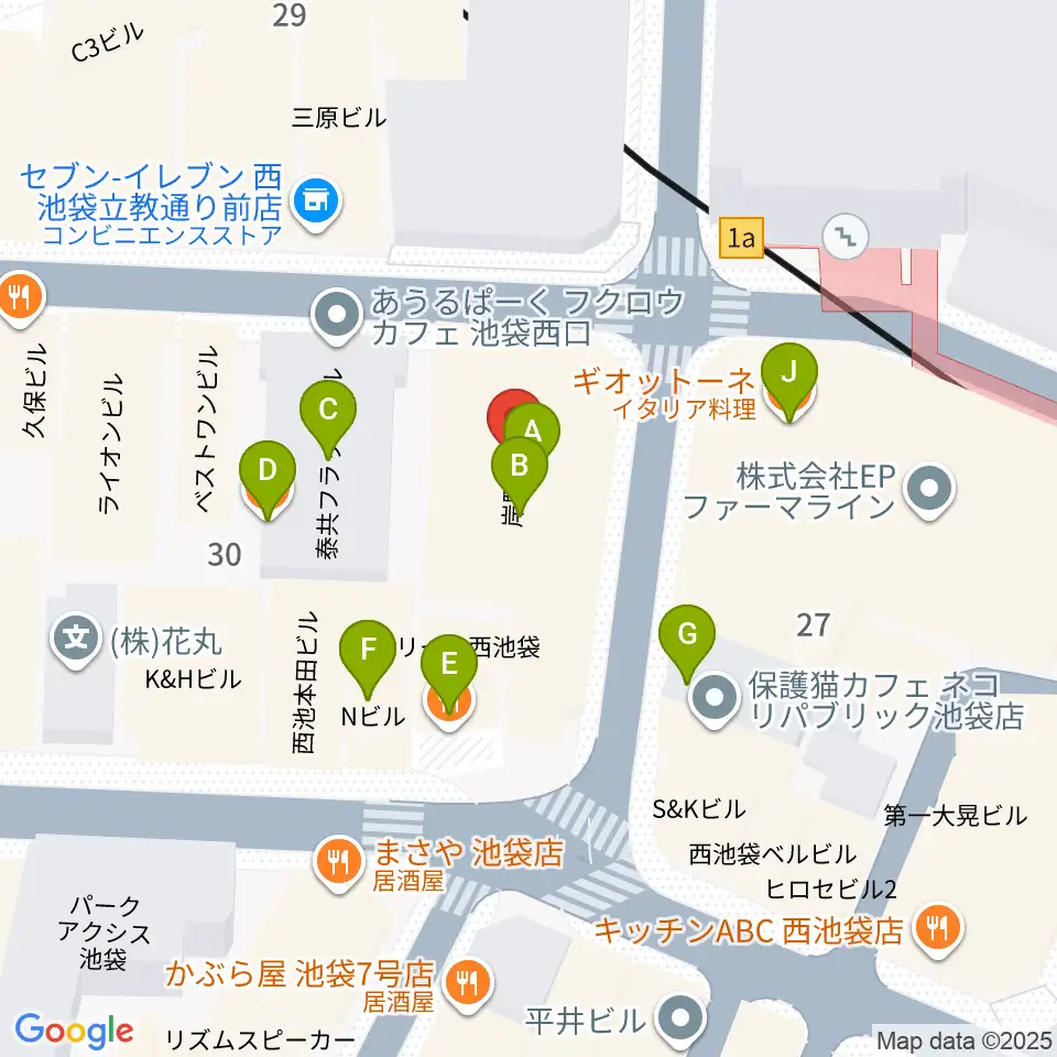 BASS ON TOP 池袋西口店周辺のファミレス・ファーストフード一覧地図