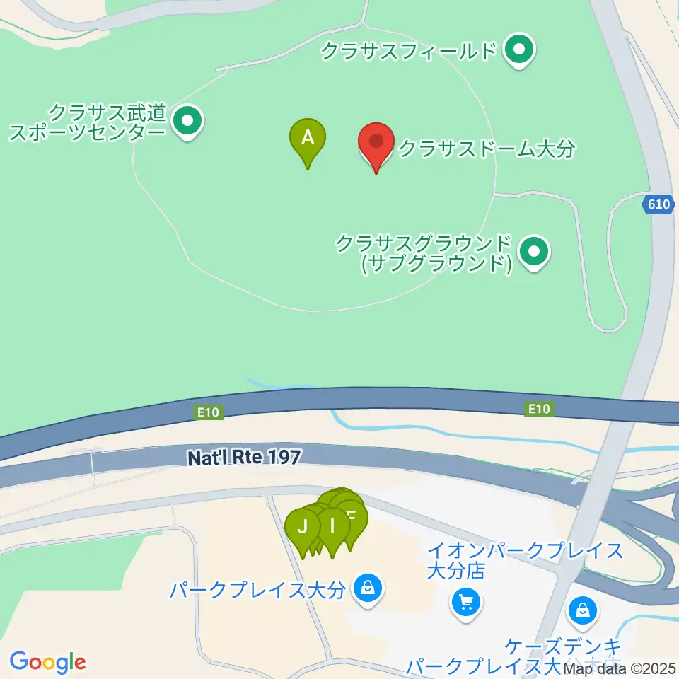 クラサスドーム大分周辺のファミレス・ファーストフード一覧地図