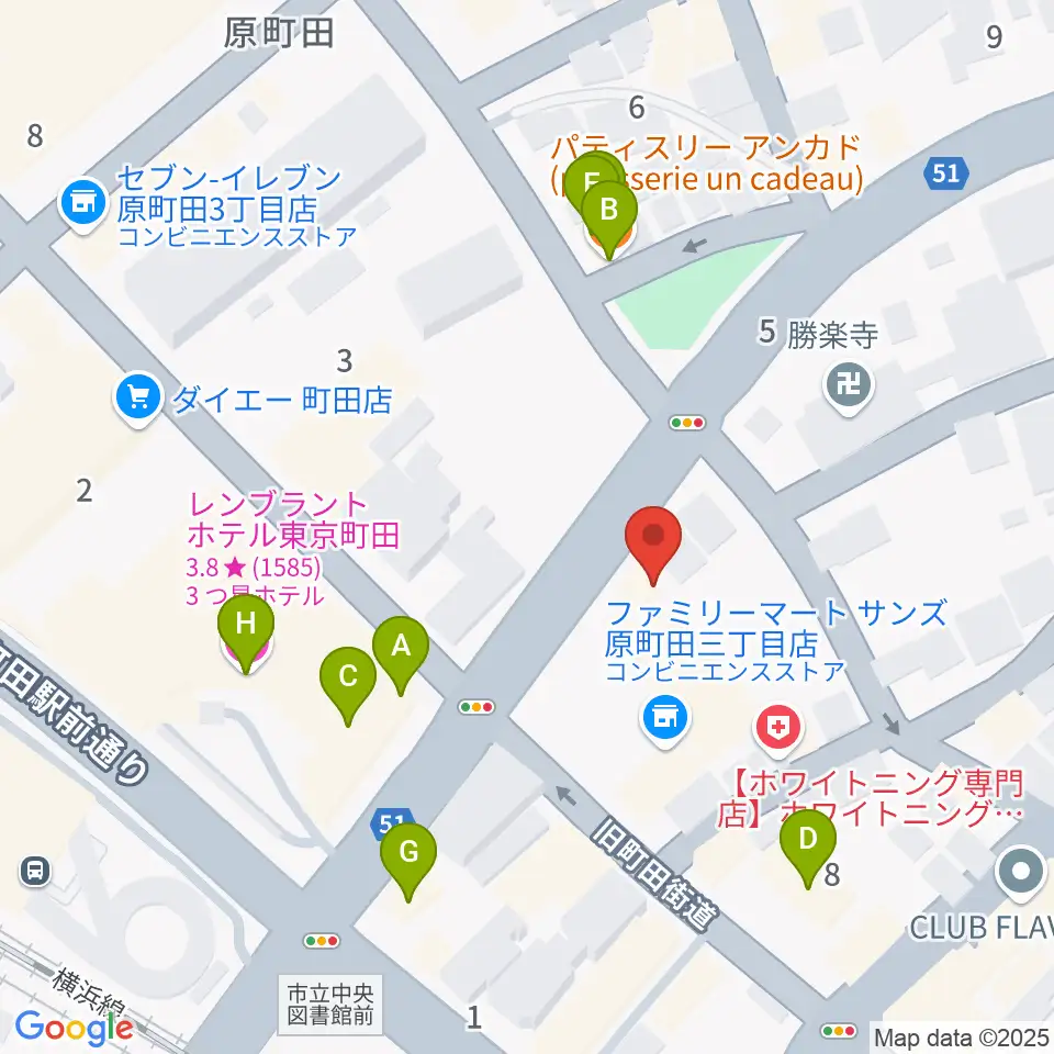 町田アイビー周辺のファミレス・ファーストフード一覧地図