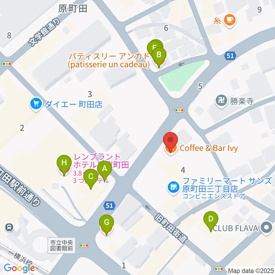 町田アイビー周辺のファミレス・ファーストフード一覧地図
