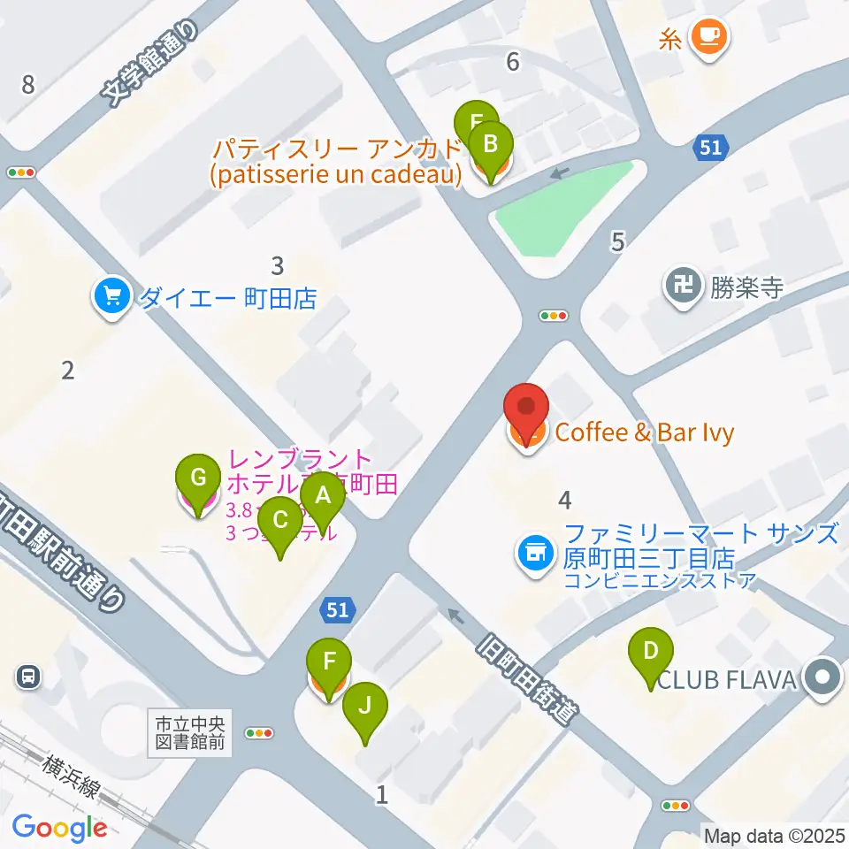 町田アイビー周辺のファミレス・ファーストフード一覧地図