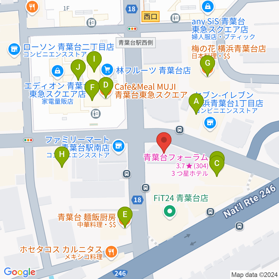 井桁ギター教室周辺のファミレス・ファーストフード一覧地図