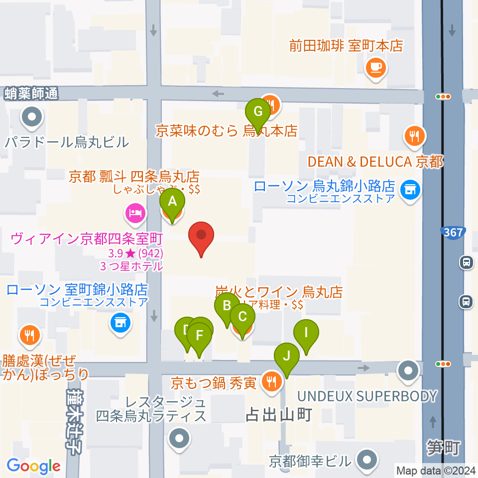 京都芸術センター周辺のファミレス・ファーストフード一覧地図