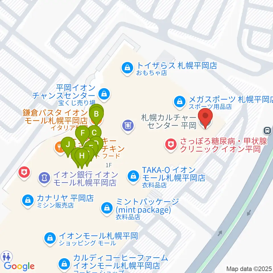 札幌カルチャーセンター平岡周辺のファミレス・ファーストフード一覧地図