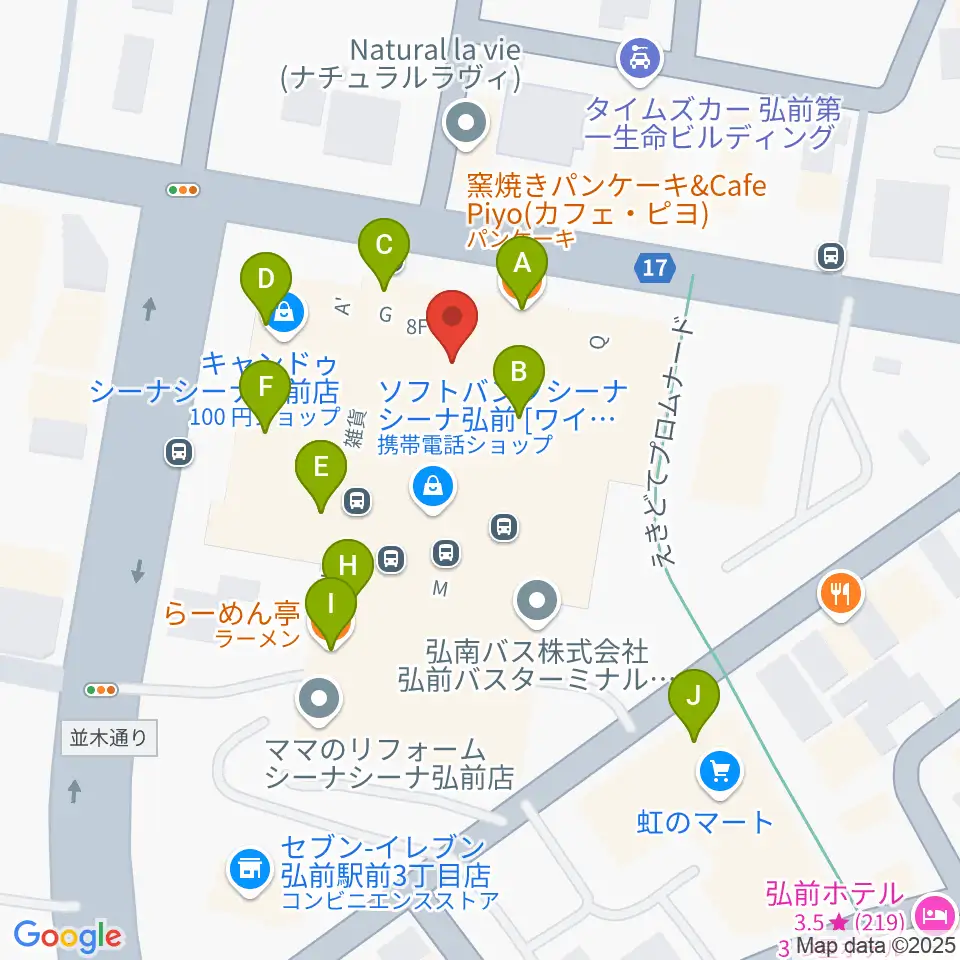 ヨークカルチャーセンター弘前周辺のファミレス・ファーストフード一覧地図
