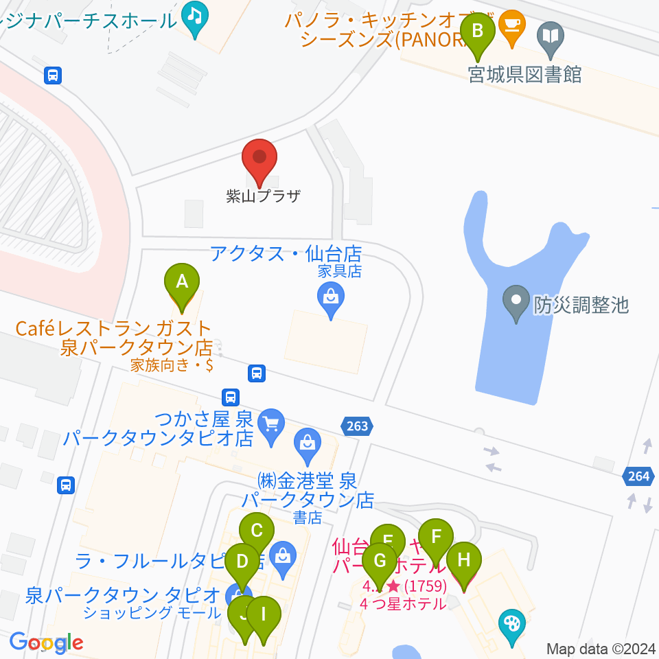 泉パークタウンカルチャーセンター周辺のファミレス・ファーストフード一覧地図