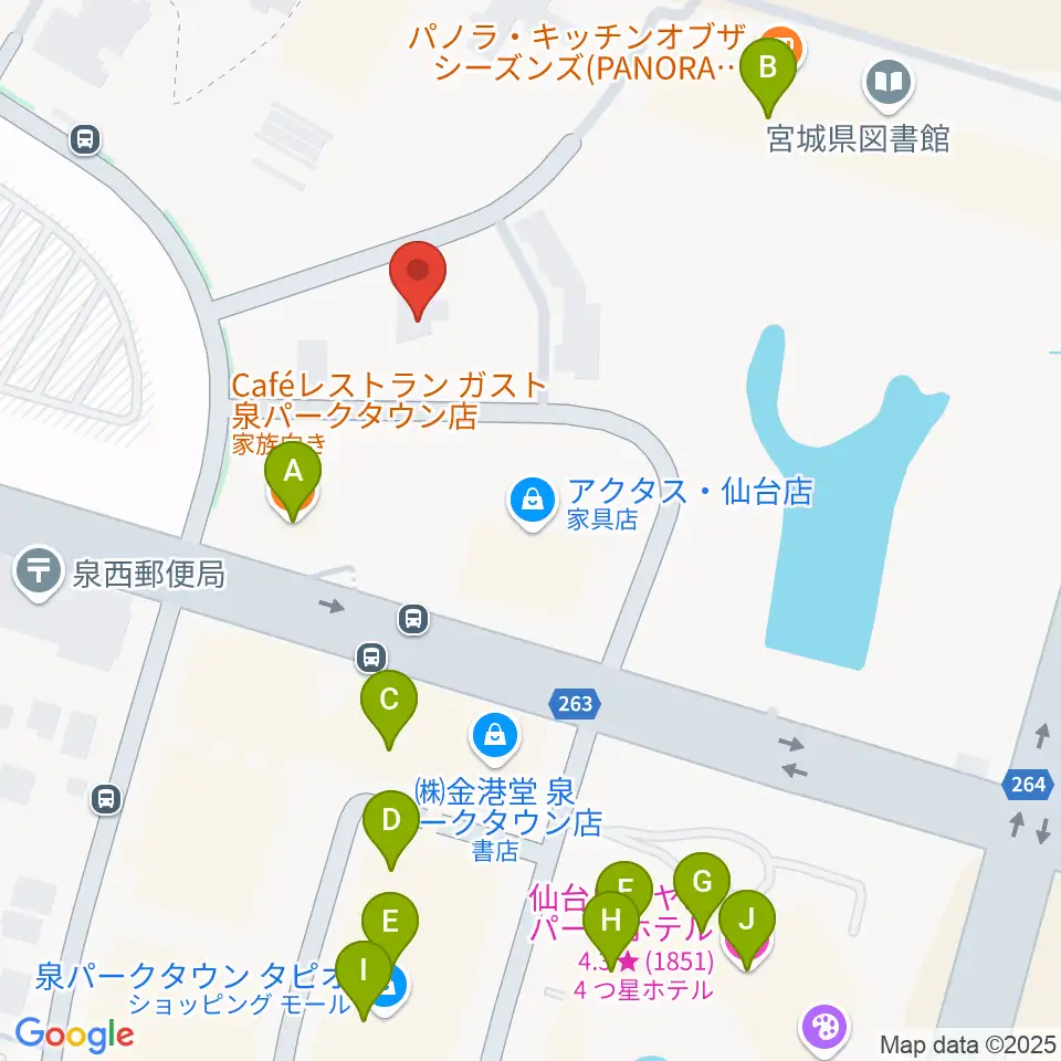 泉パークタウンカルチャーセンター周辺のファミレス・ファーストフード一覧地図