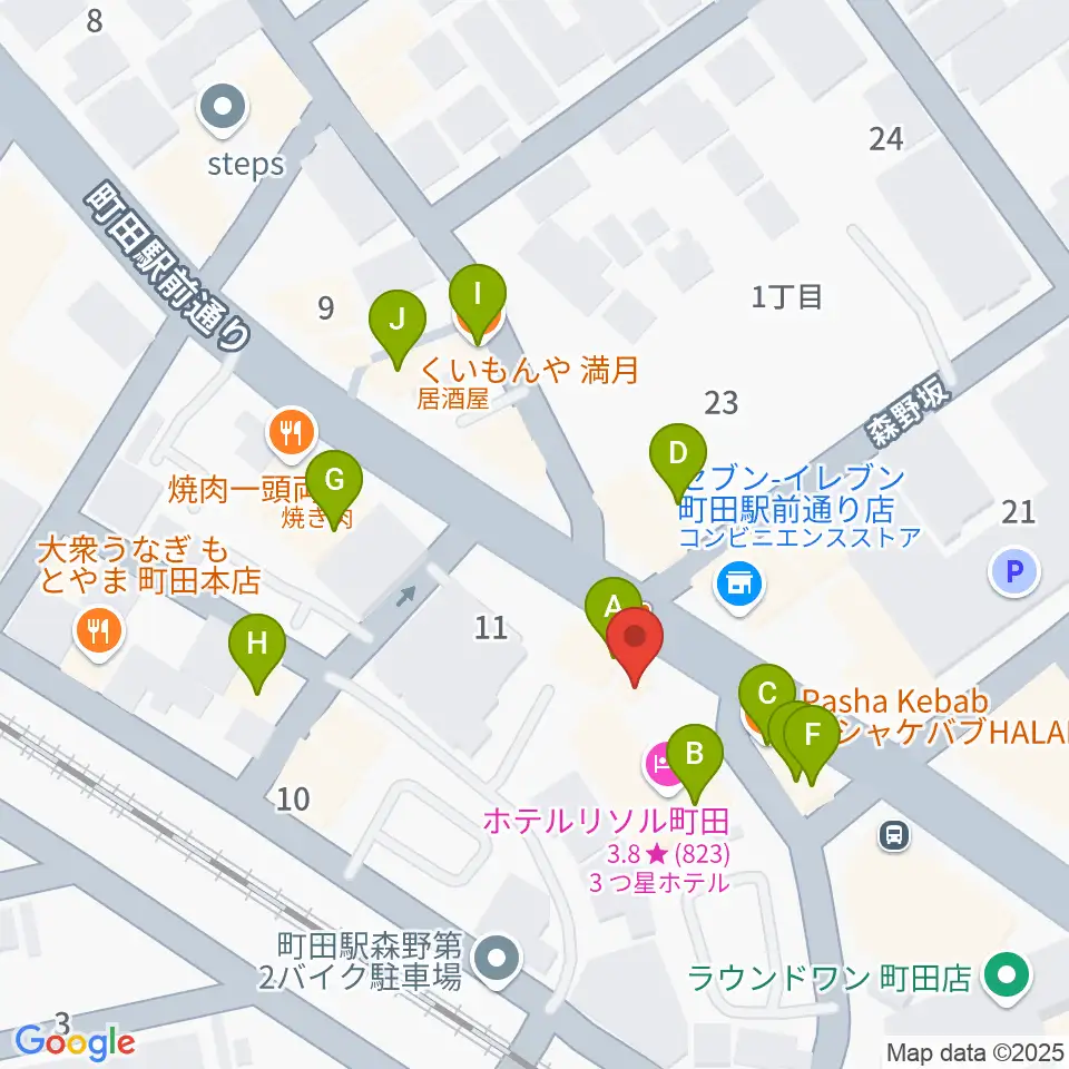 弦楽器工房シゲッティ周辺のファミレス・ファーストフード一覧地図