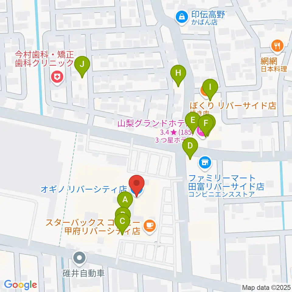 リバーシティーカルチャーセンター周辺のファミレス・ファーストフード一覧地図