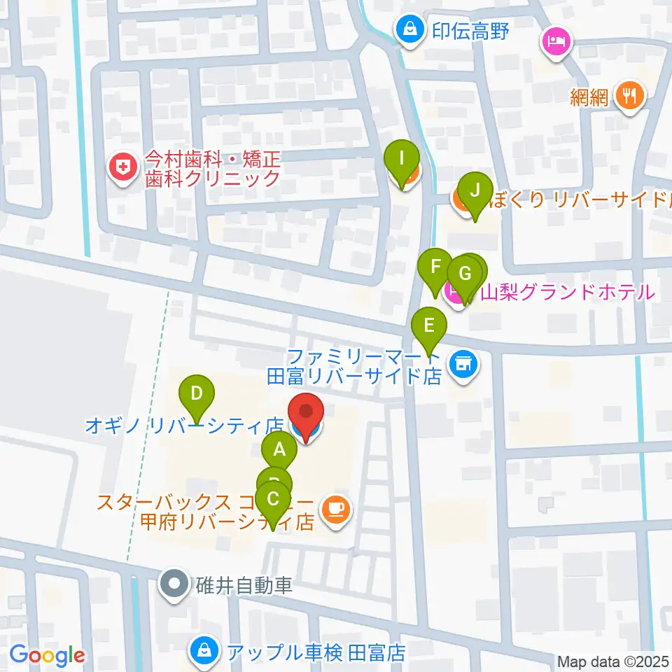 リバーシティーカルチャーセンター周辺のファミレス・ファーストフード一覧地図
