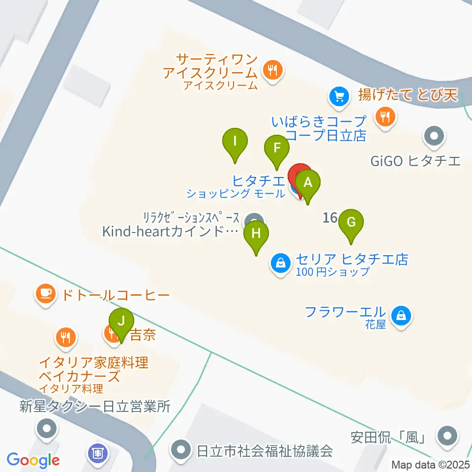 日立カルチャープラザ周辺のファミレス・ファーストフード一覧地図