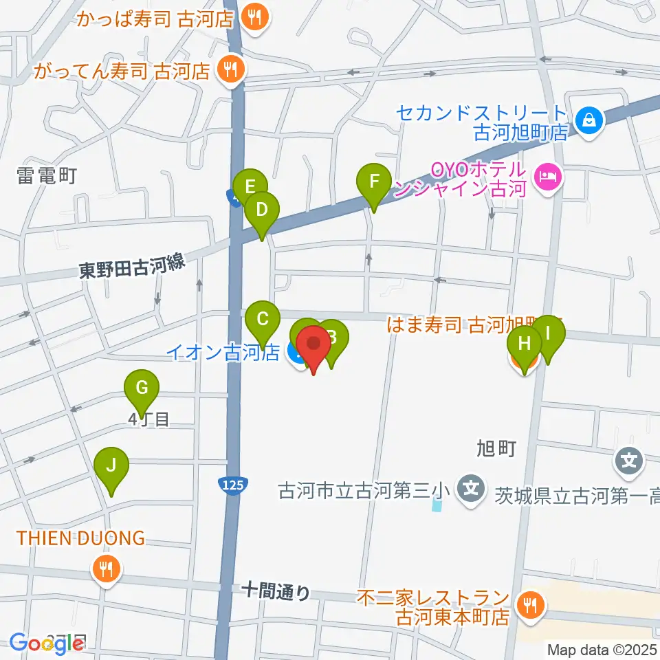 古河カルチャーセンター周辺のファミレス・ファーストフード一覧地図