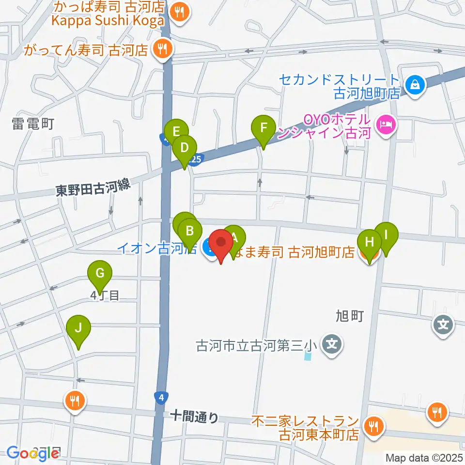 古河カルチャーセンター周辺のファミレス・ファーストフード一覧地図