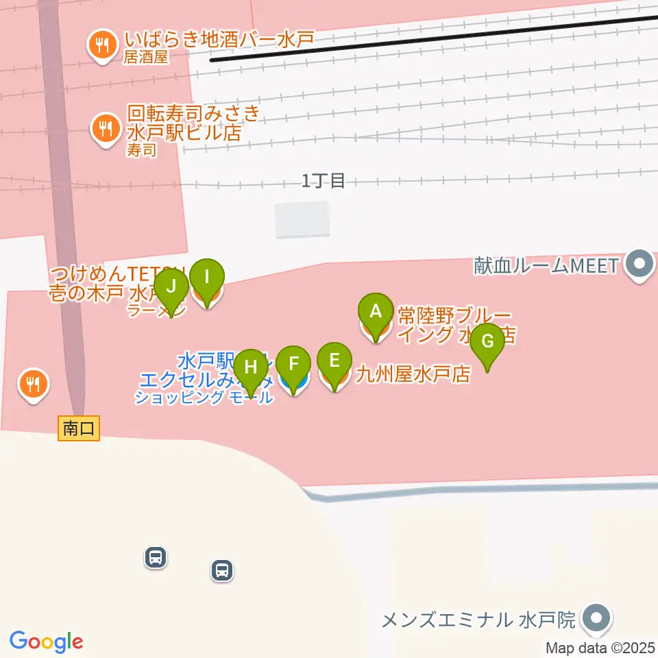 エクセルカルチャーセンター周辺のファミレス・ファーストフード一覧地図