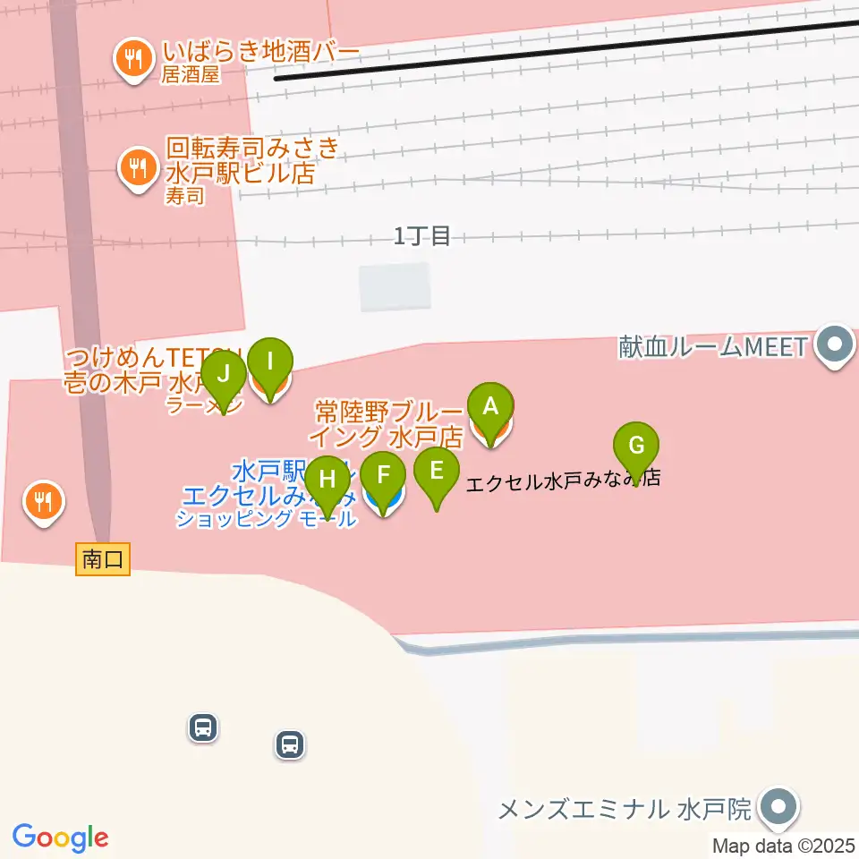 エクセルカルチャーセンター周辺のファミレス・ファーストフード一覧地図