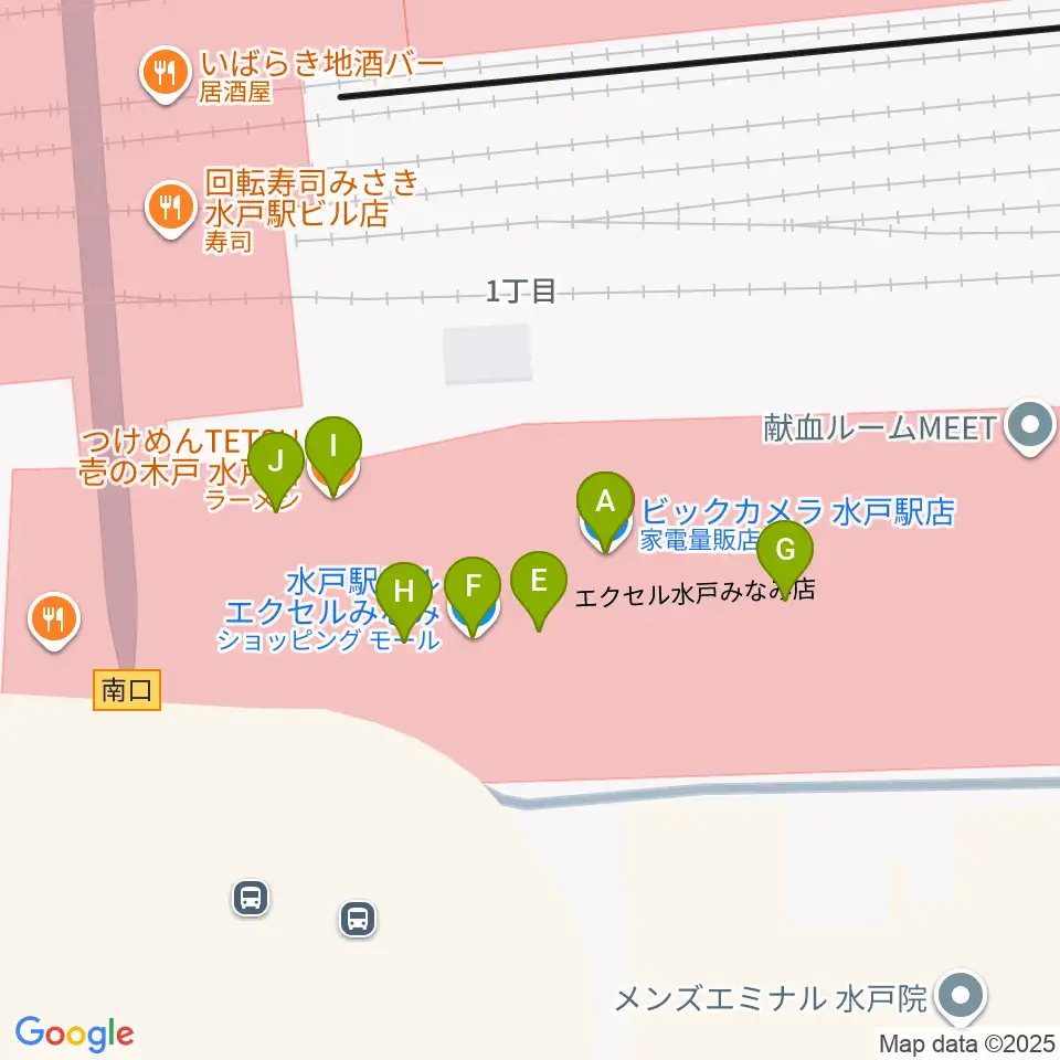 エクセルカルチャーセンター周辺のファミレス・ファーストフード一覧地図