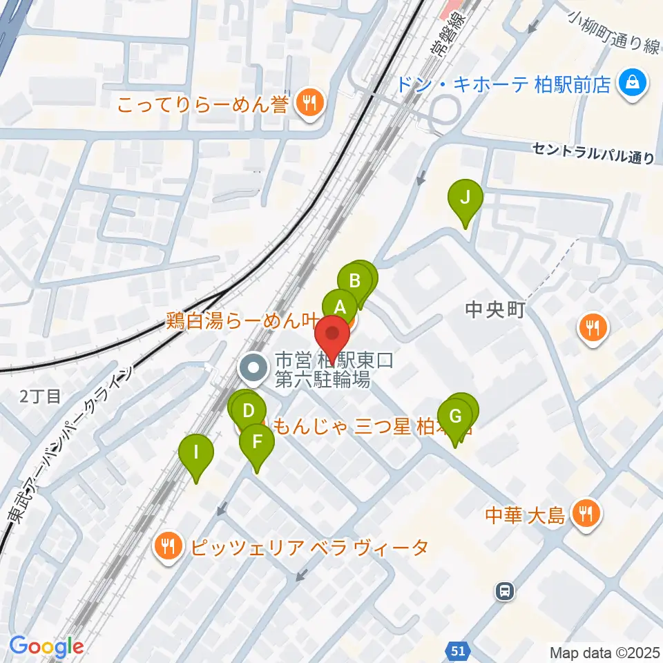 メアボイストレーニング柏周辺のファミレス・ファーストフード一覧地図
