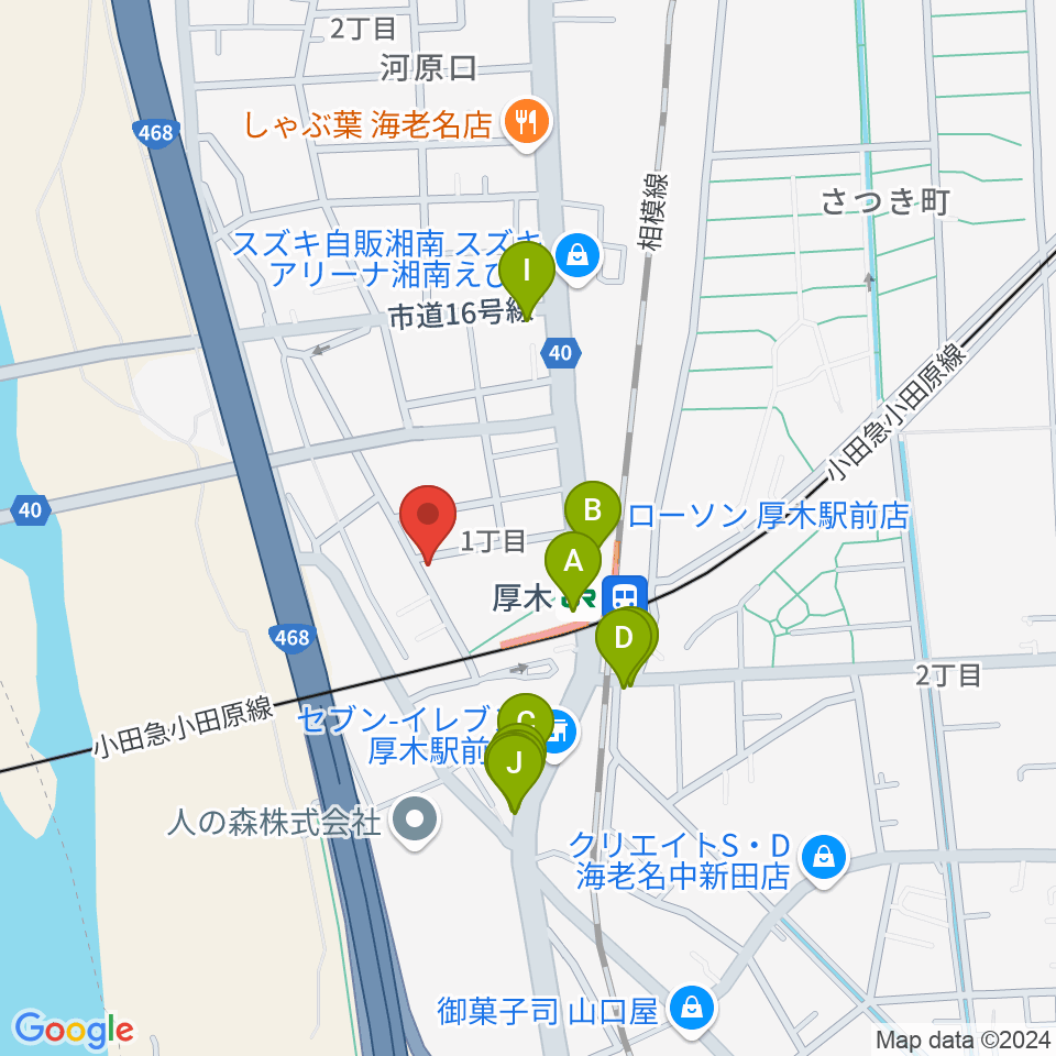 山脇ピアノ教室周辺のファミレス・ファーストフード一覧地図