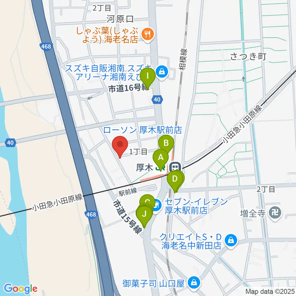 山脇ピアノ教室周辺のファミレス・ファーストフード一覧地図