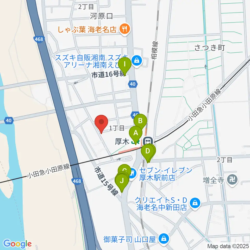 山脇ピアノ教室周辺のファミレス・ファーストフード一覧地図