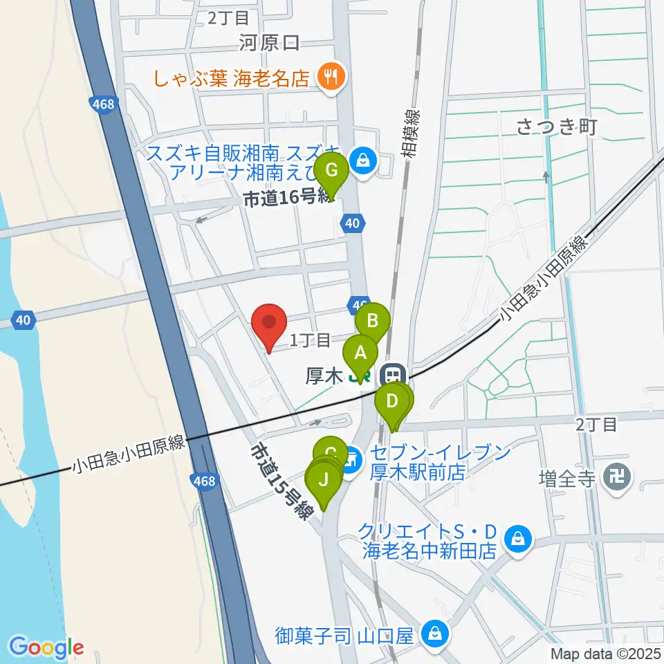 山脇ピアノ教室周辺のファミレス・ファーストフード一覧地図