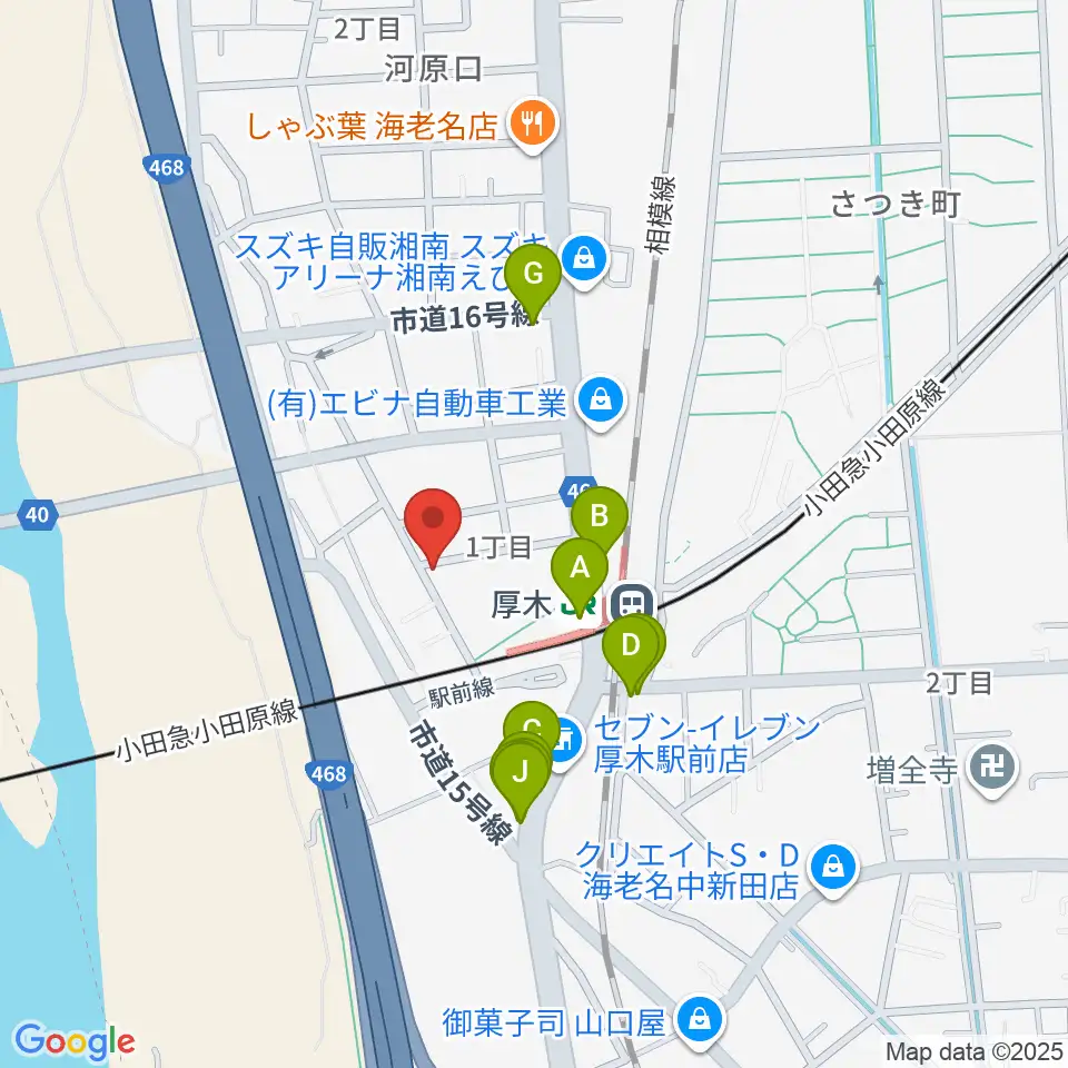 山脇ピアノ教室周辺のファミレス・ファーストフード一覧地図