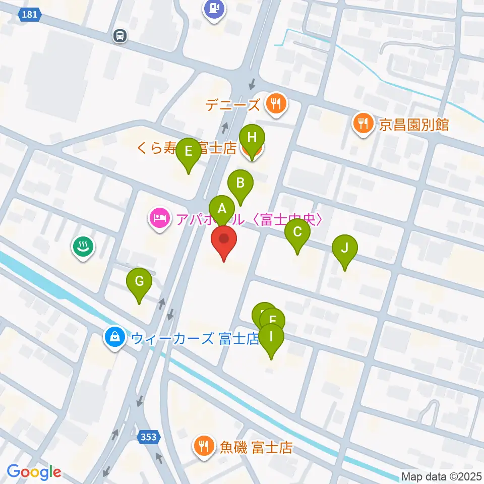 すみやグッディ富士店周辺のファミレス・ファーストフード一覧地図