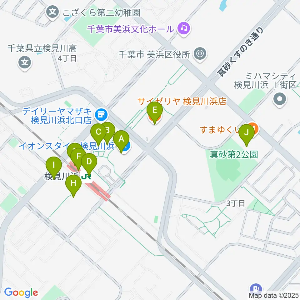 美浜カルチャーセンター周辺のファミレス・ファーストフード一覧地図