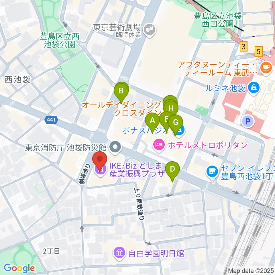 としま産業振興プラザ IKE・Biz周辺のファミレス・ファーストフード一覧地図