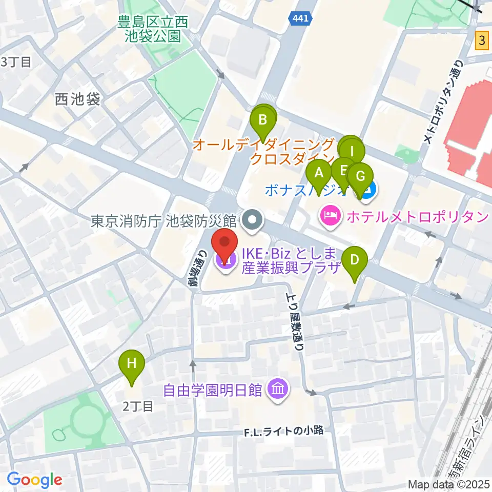 としま産業振興プラザ IKE・Biz周辺のファミレス・ファーストフード一覧地図