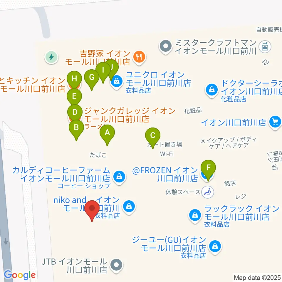 川口カルチャーセンター周辺のファミレス・ファーストフード一覧地図