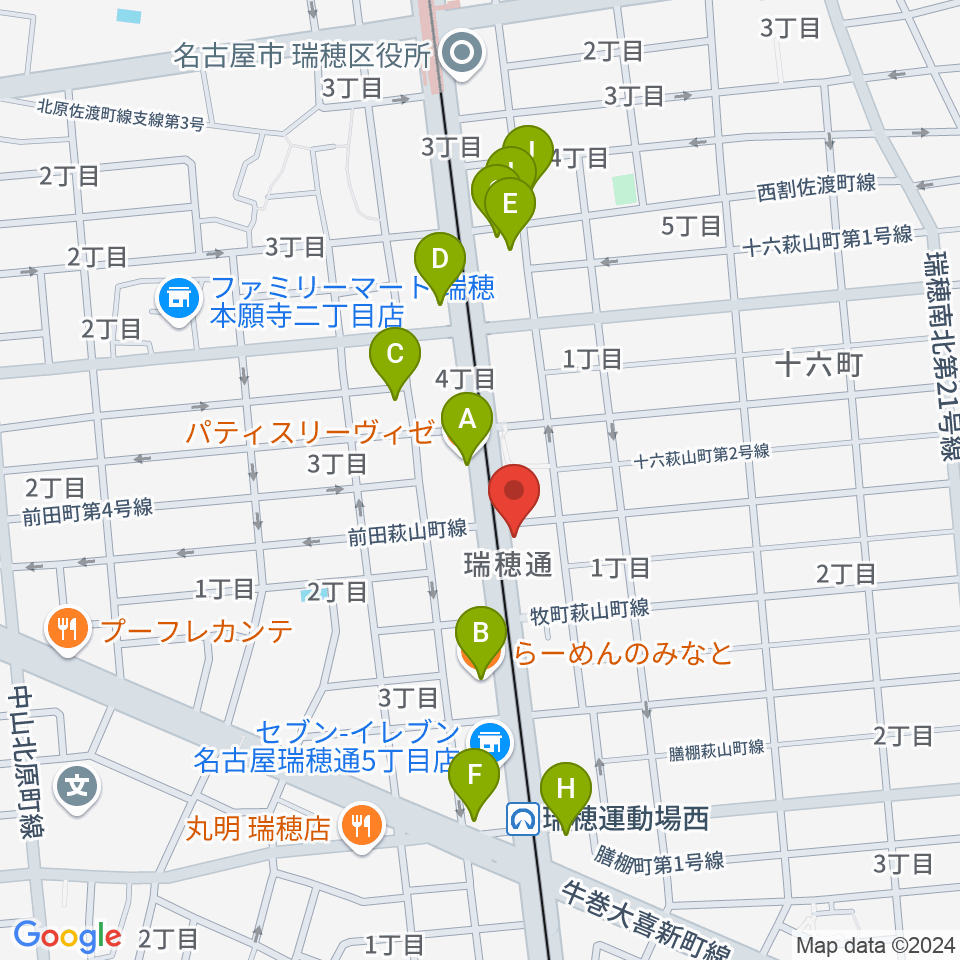 レコーディングスタジオ リカレンス周辺のファミレス・ファーストフード一覧地図