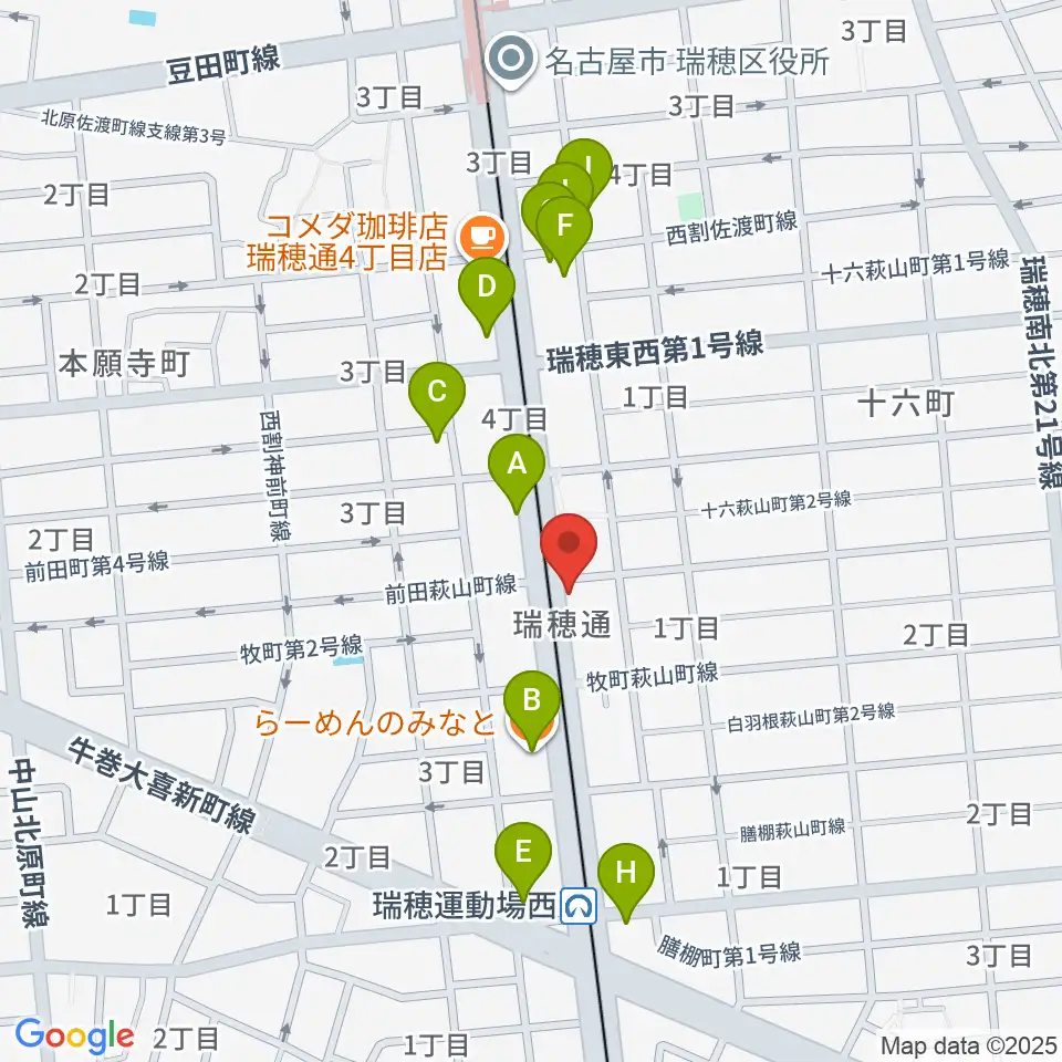 レコーディングスタジオ リカレンス周辺のファミレス・ファーストフード一覧地図