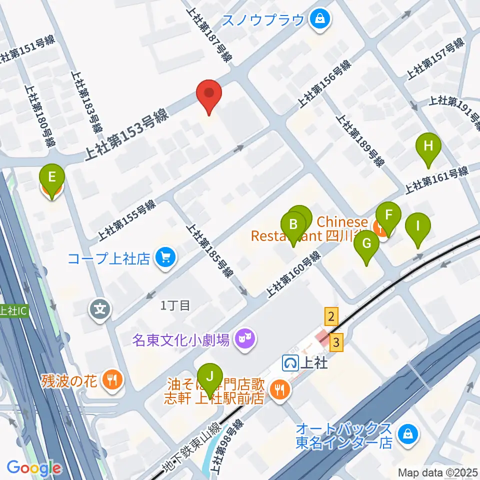 ライブ・ギャラリー 元周辺のファミレス・ファーストフード一覧地図