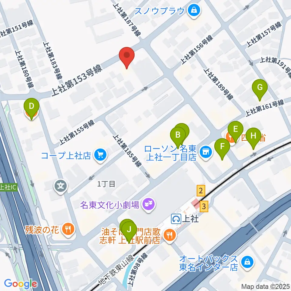ライブ・ギャラリー 元周辺のファミレス・ファーストフード一覧地図