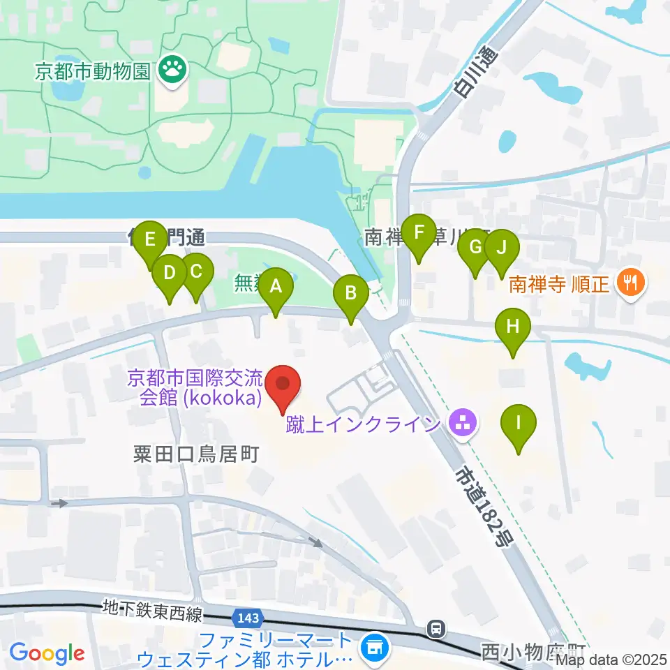 京都市国際交流会館kokoka周辺のファミレス・ファーストフード一覧地図