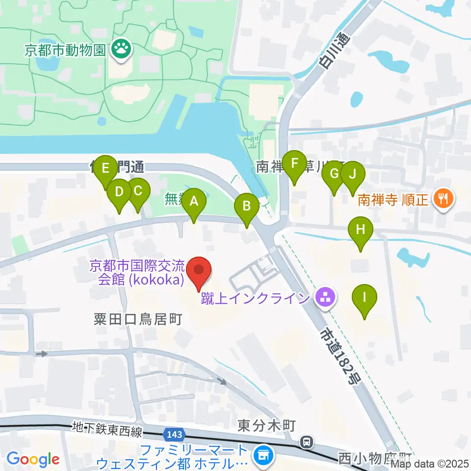 京都市国際交流会館kokoka周辺のファミレス・ファーストフード一覧地図