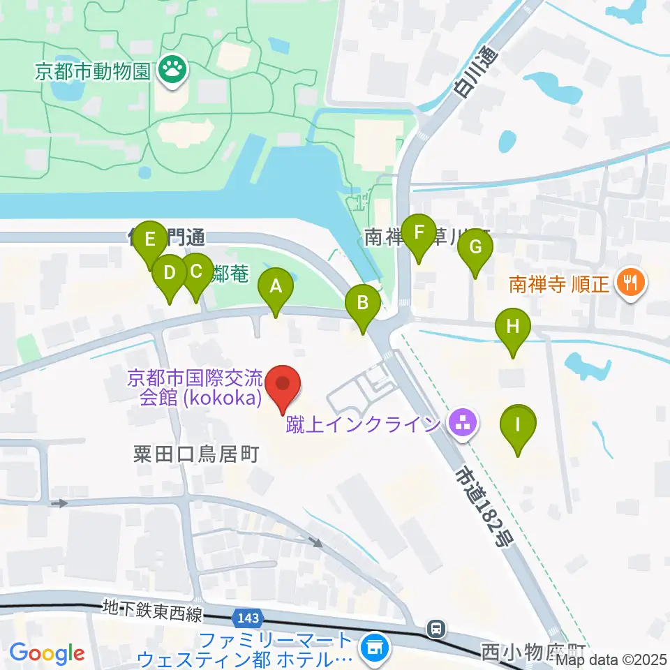 京都市国際交流会館kokoka周辺のファミレス・ファーストフード一覧地図