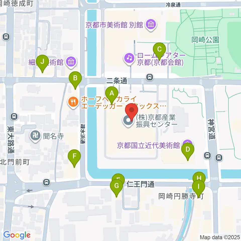 みやこめっせ 京都市勧業館周辺のファミレス・ファーストフード一覧地図