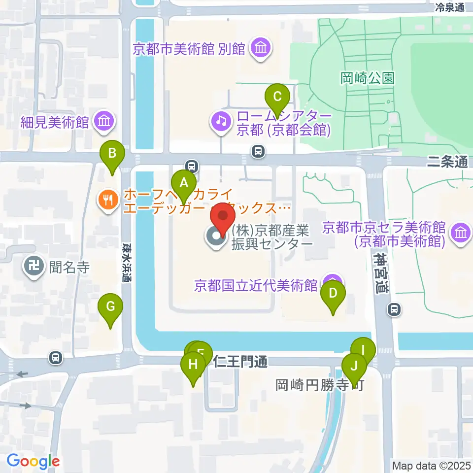 みやこめっせ 京都市勧業館周辺のファミレス・ファーストフード一覧地図