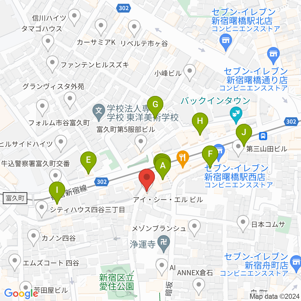 曙橋JAZZBAR FILL IN周辺のファミレス・ファーストフード一覧地図
