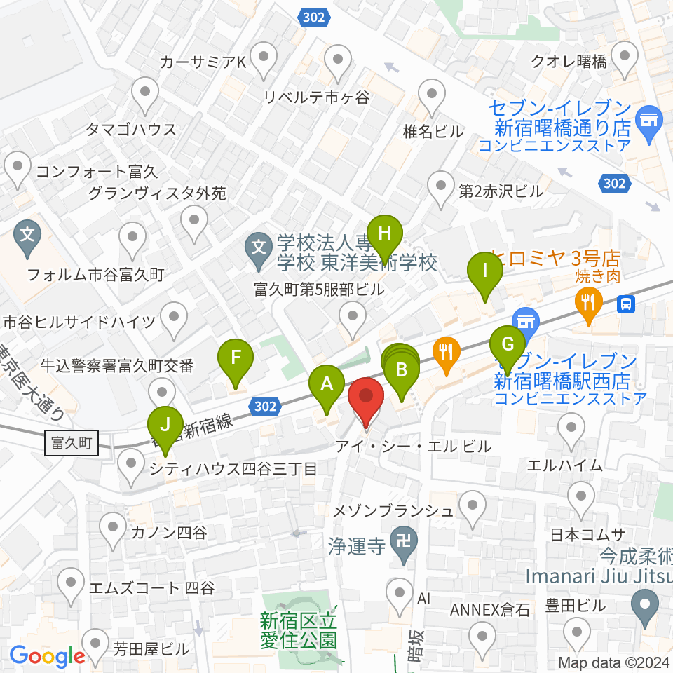 曙橋JAZZBAR FILL IN周辺のファミレス・ファーストフード一覧地図