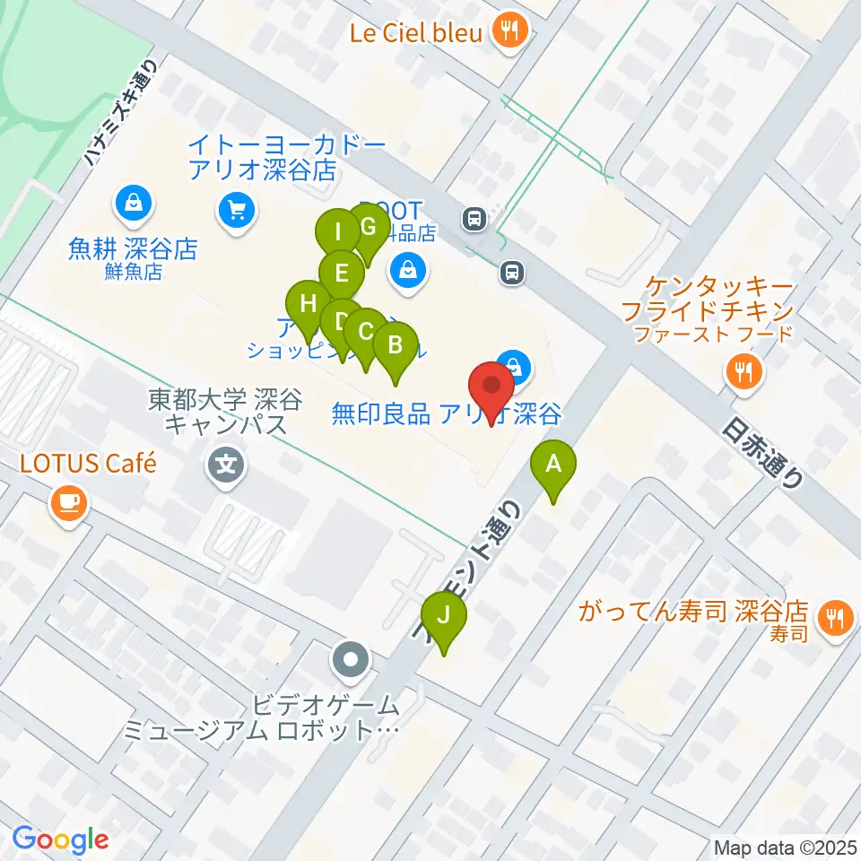 深谷カルチャーセンター周辺のファミレス・ファーストフード一覧地図
