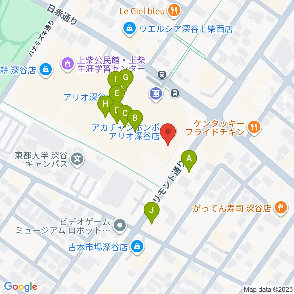 深谷カルチャーセンター周辺のファミレス・ファーストフード一覧地図